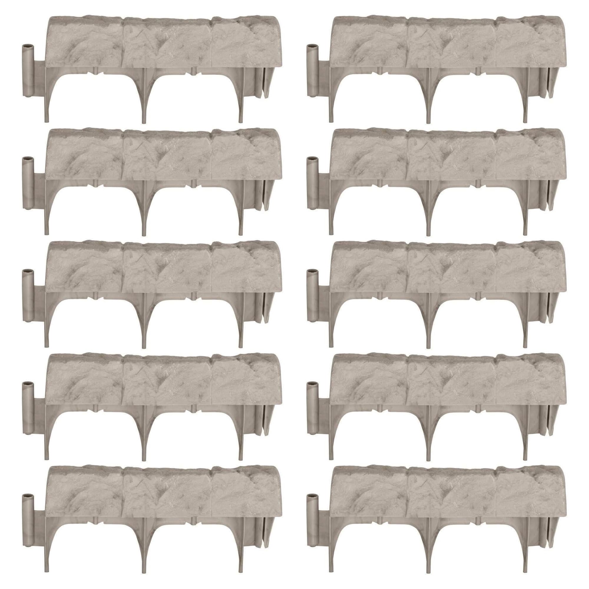 Suncast Interlocking Border Edging front view showing taupe-gray colour
