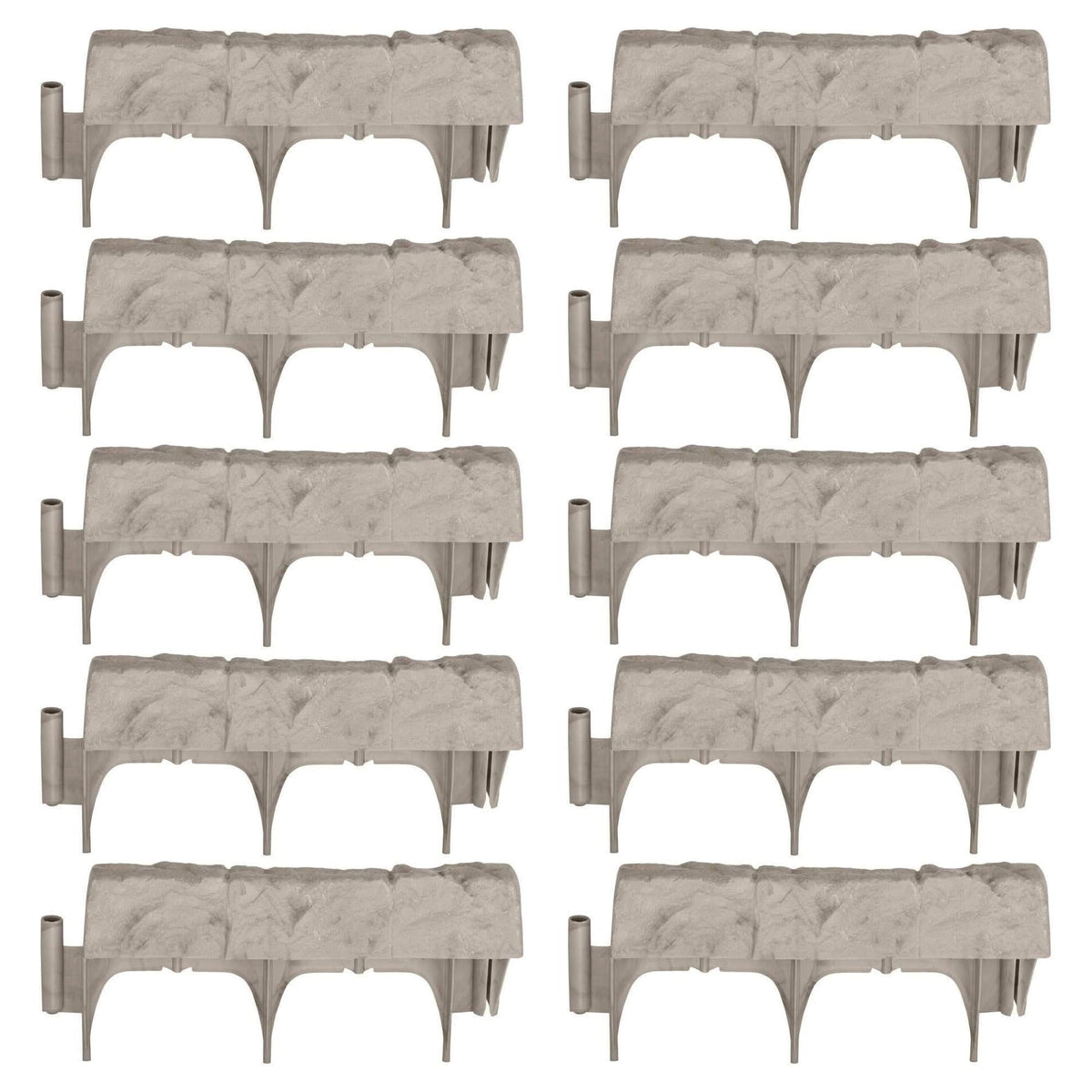 Suncast Interlocking Border Edging front view showing taupe-gray colour