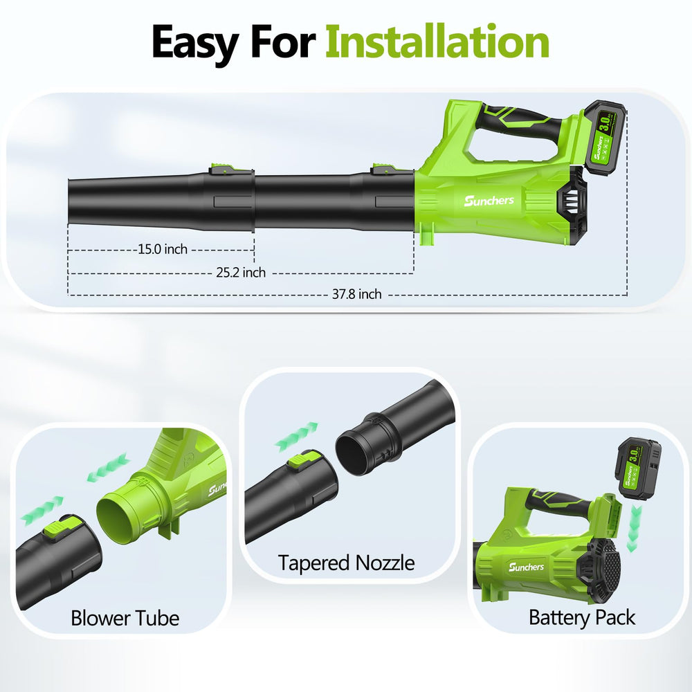 sunchers cordless leaf blower packaging display