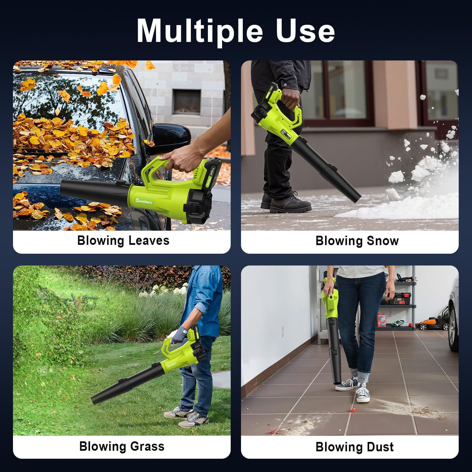 SUNCHERS leaf blower in use outdoors