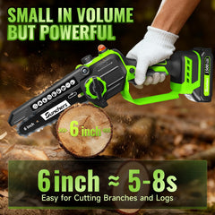 sunchers Mini Chainsaw showing auto-oiling feature