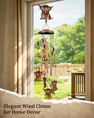 SUNCKET Highland Cow Wind Chime hanging in a garden setting