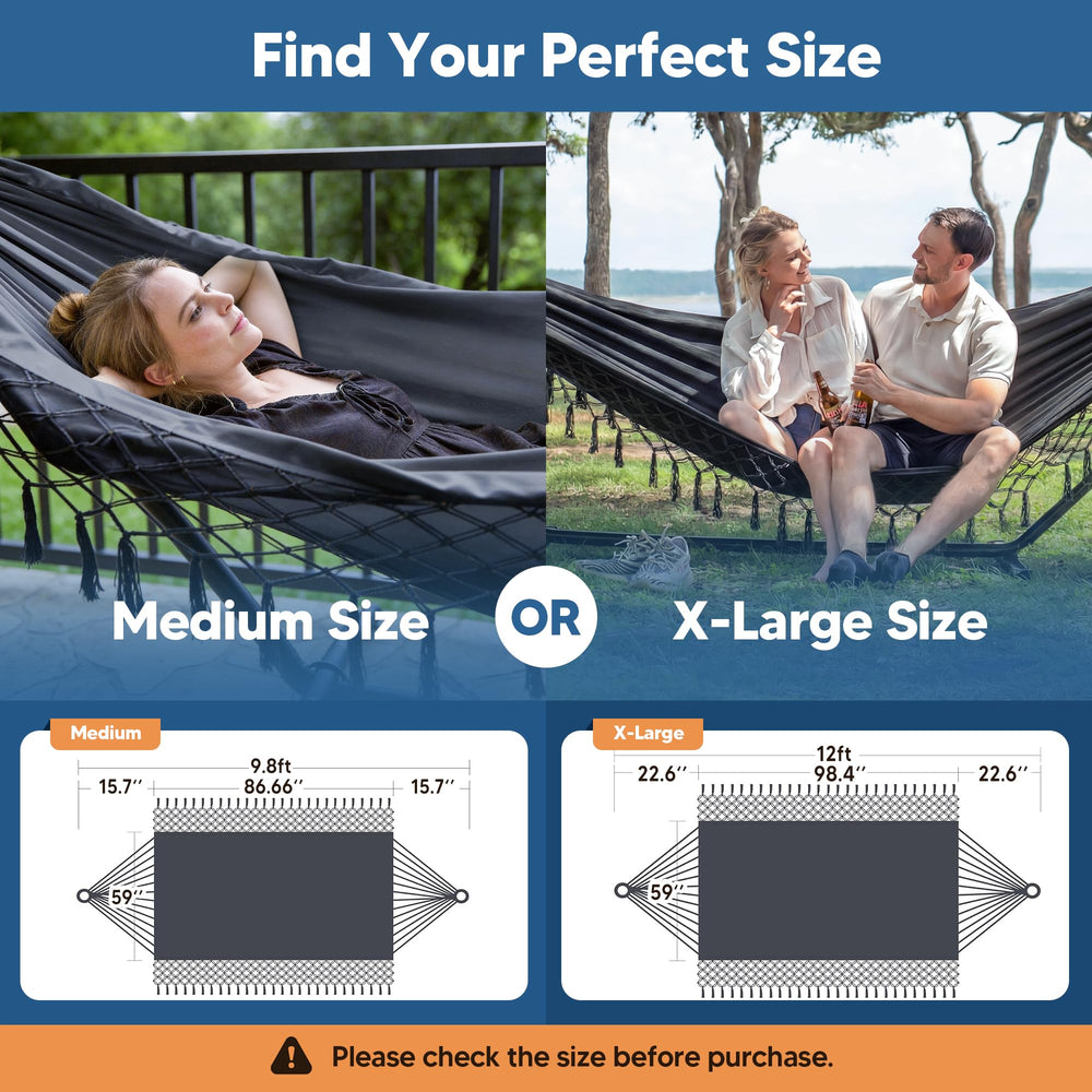 SUNCREAT Camping Double Hammock set up in a backyard