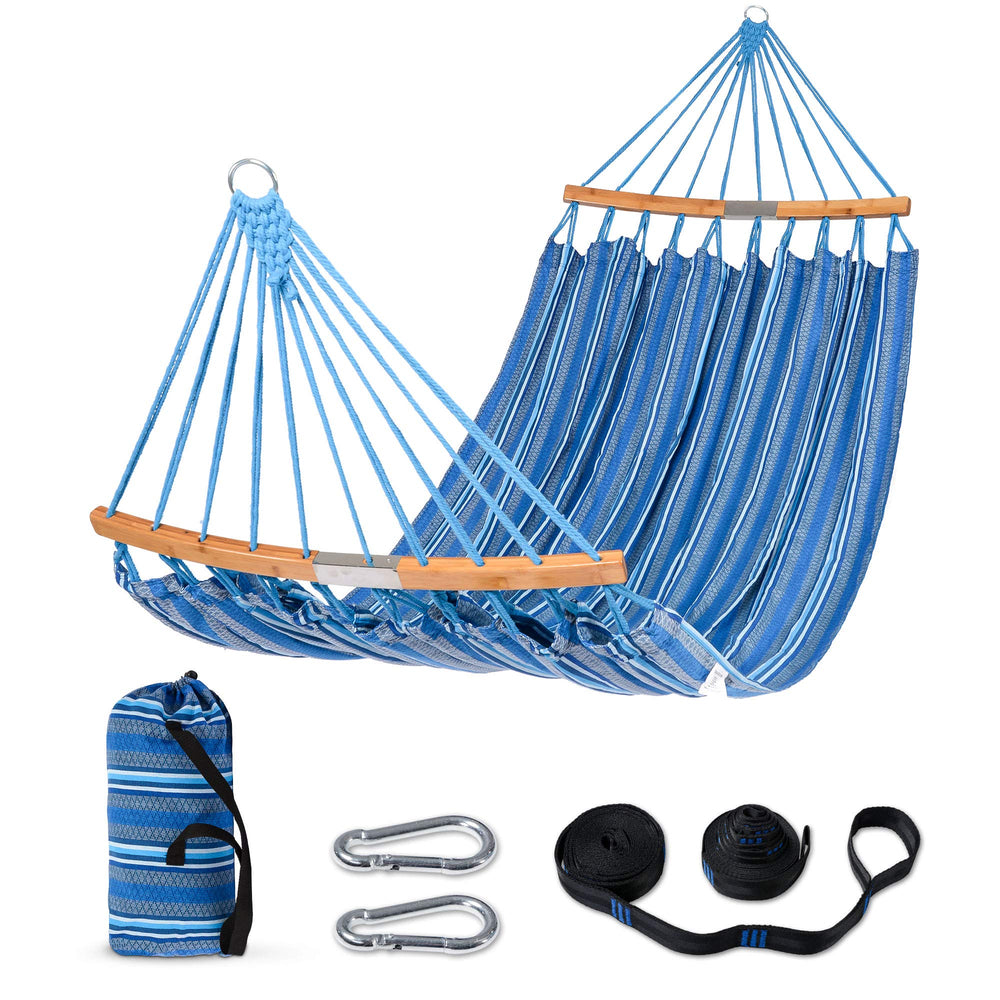 SUNCREAT Double Hammock blue model with curved spreader bar