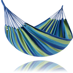 SUNCREAT Double Hammock in blue and green, front view