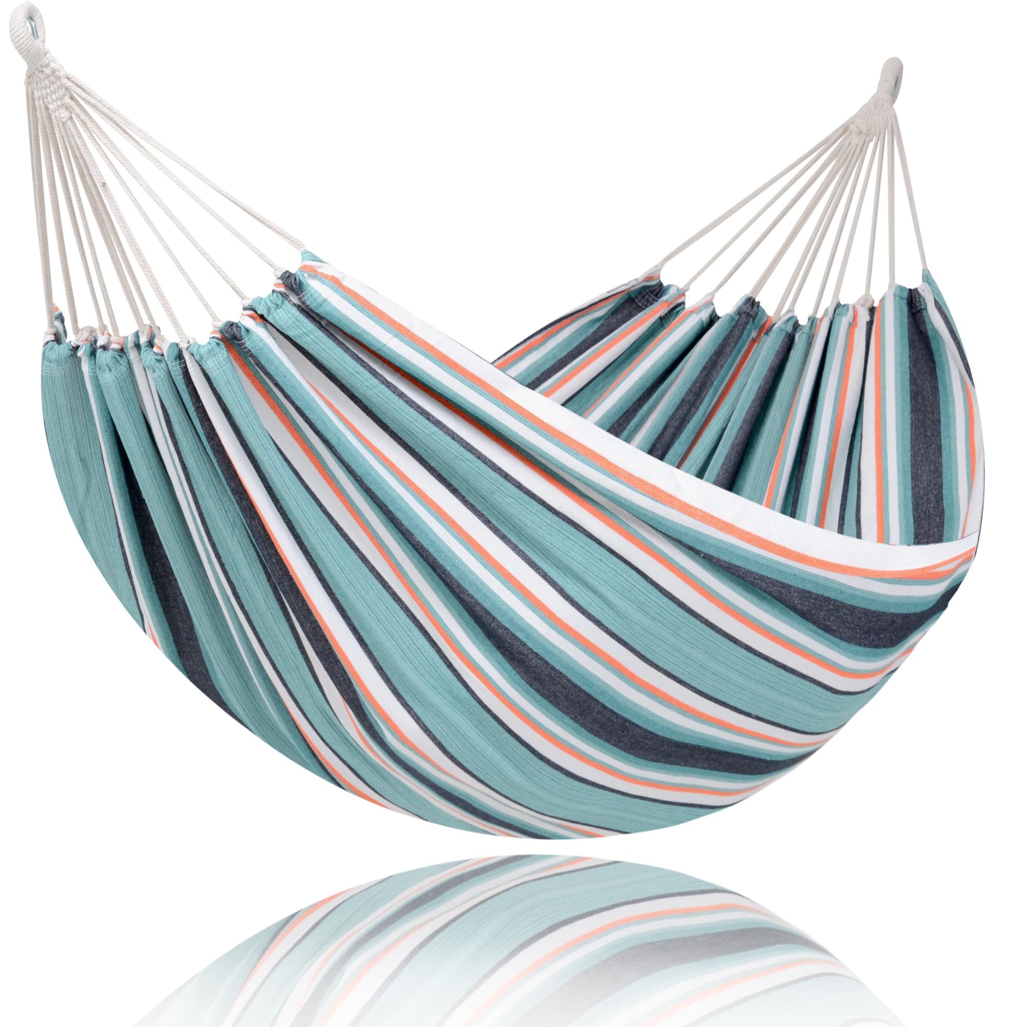 SUNCREAT Extra Large 2 Person Hammock front view in Green and Red