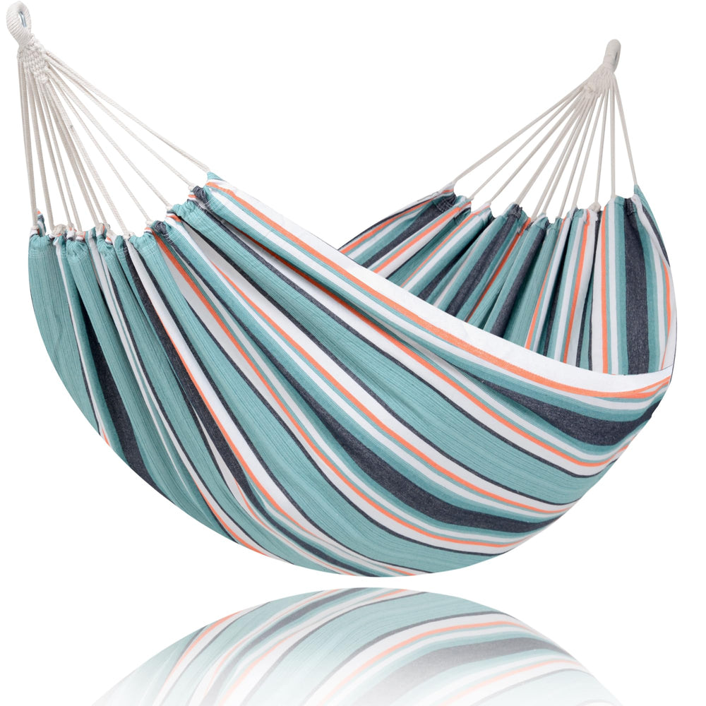 SUNCREAT Extra Large 2 Person Hammock front view in Green and Red