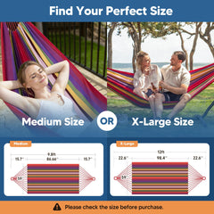 SUNCREAT hammock set up in a backyard with trees