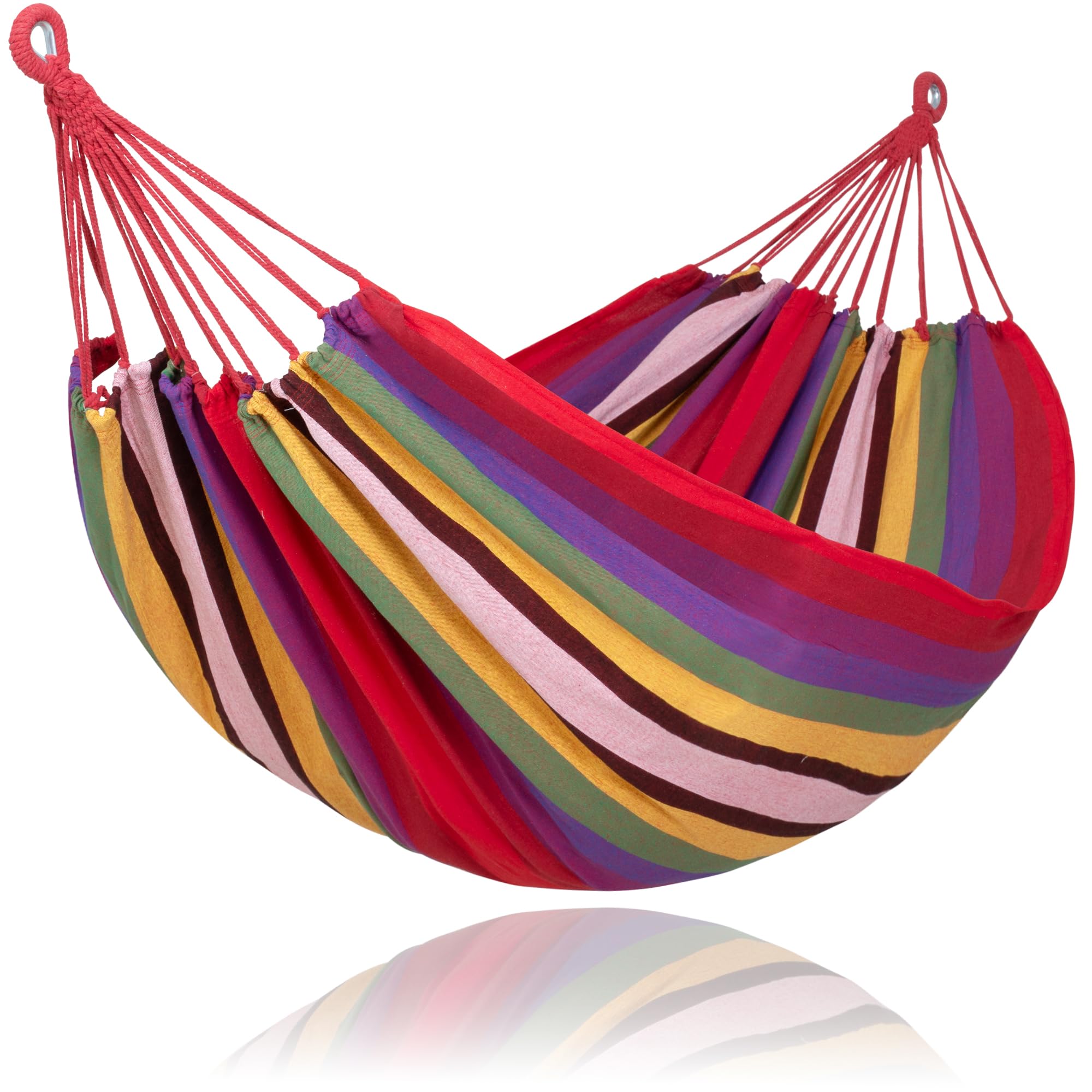 SUNCREAT Heavy Duty Hammock in red stripes, front view