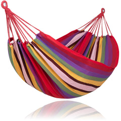 SUNCREAT Heavy Duty Hammock in red stripes, front view