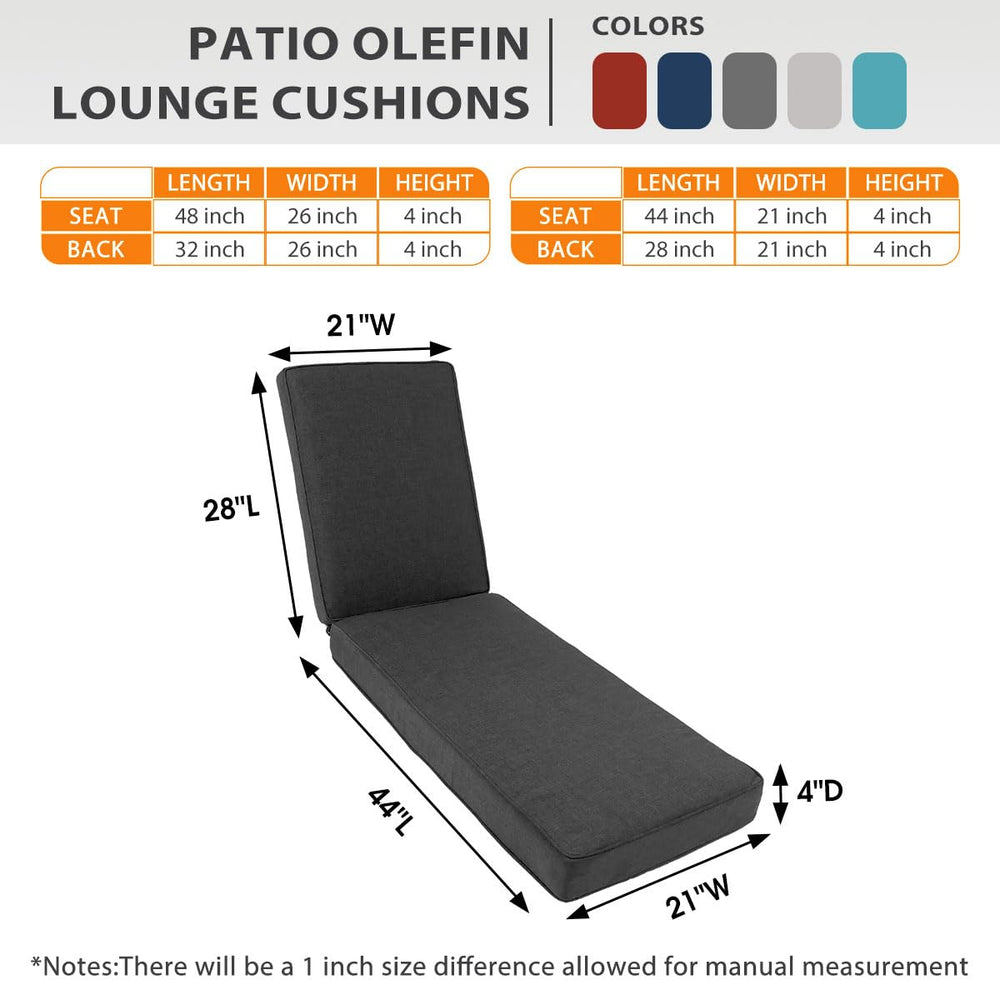 Sundale Outdoor Chaise Lounge Cushion side view