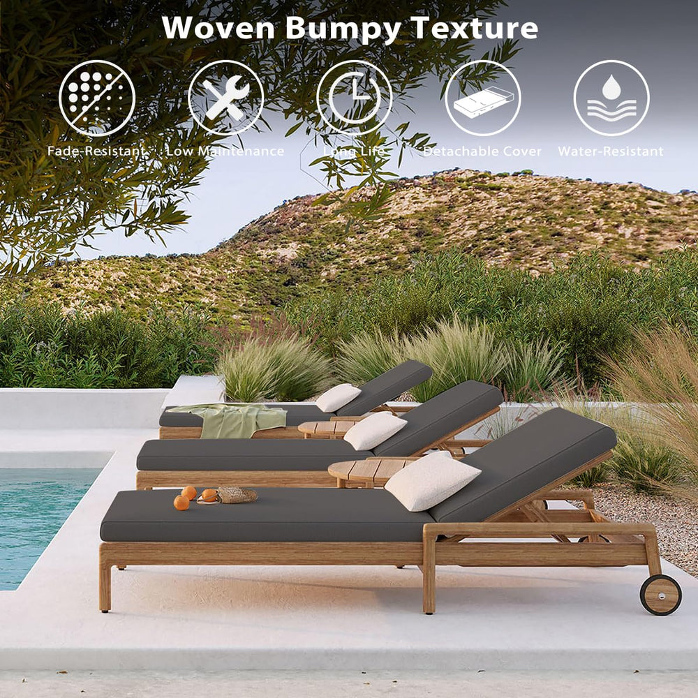 Sundale Outdoor Chaise Lounge Cushion with piped edges