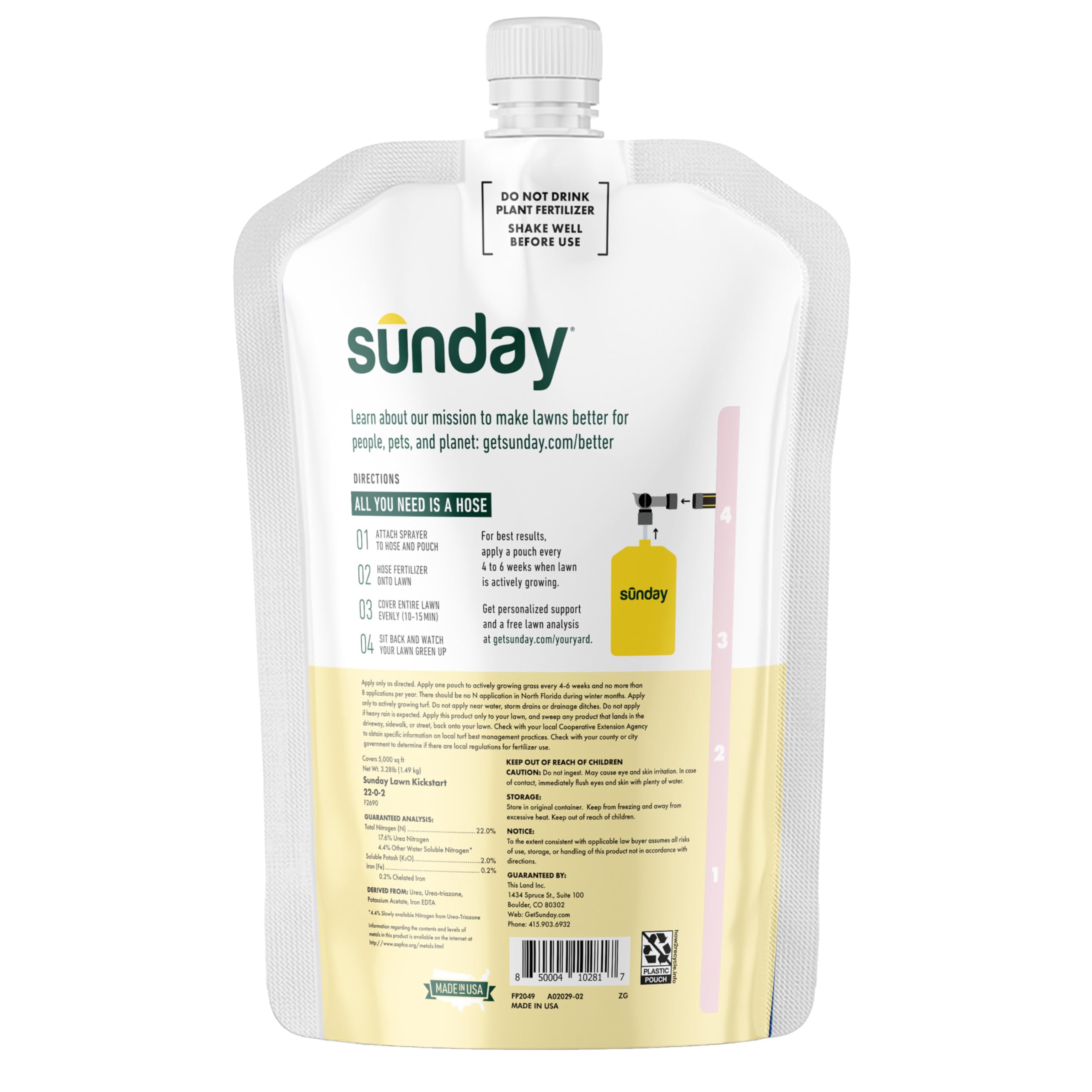 SUNDAY Green Machine Liquid Fertilizer application instructions