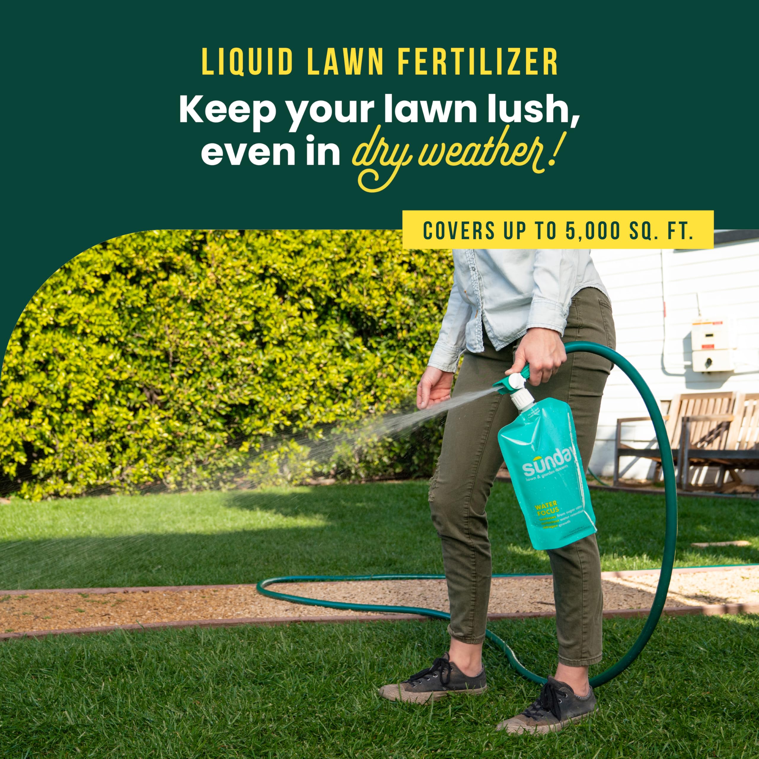 SUNDAY Liquid Lawn Fertilizer 42 Fl Oz pouch back view