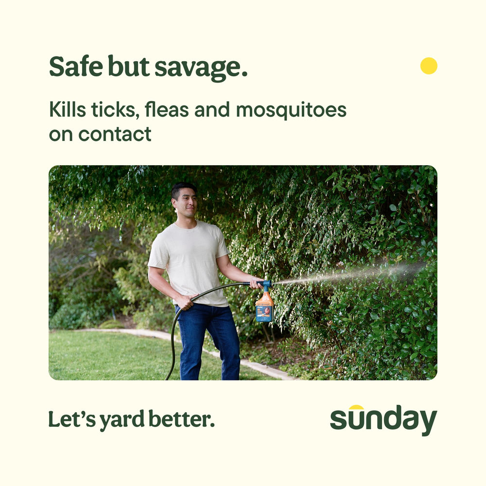 SUNDAY Nix Ticks Yard Spray 32oz orange bottle front view