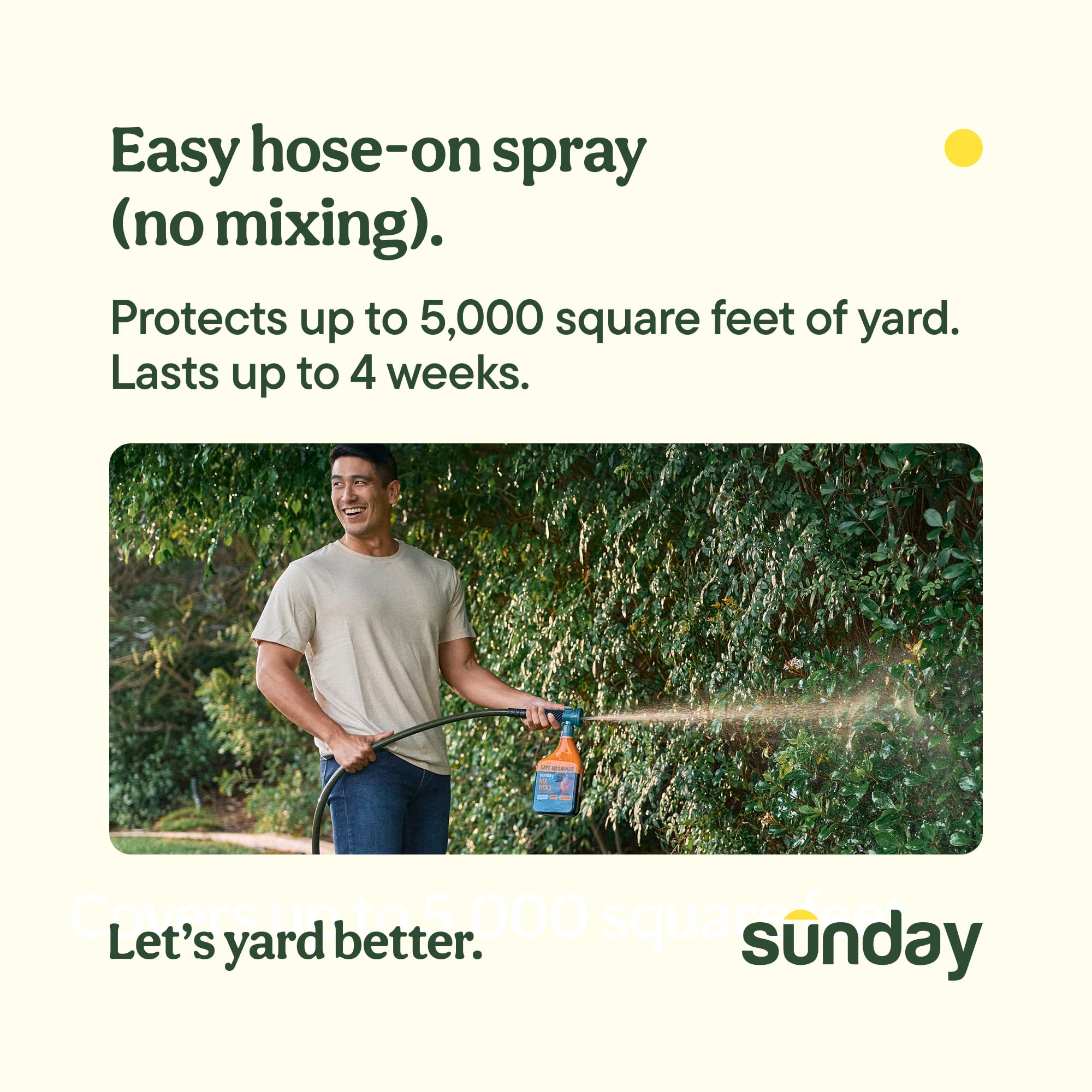 SUNDAY Nix Ticks Yard Spray back label with ingredients