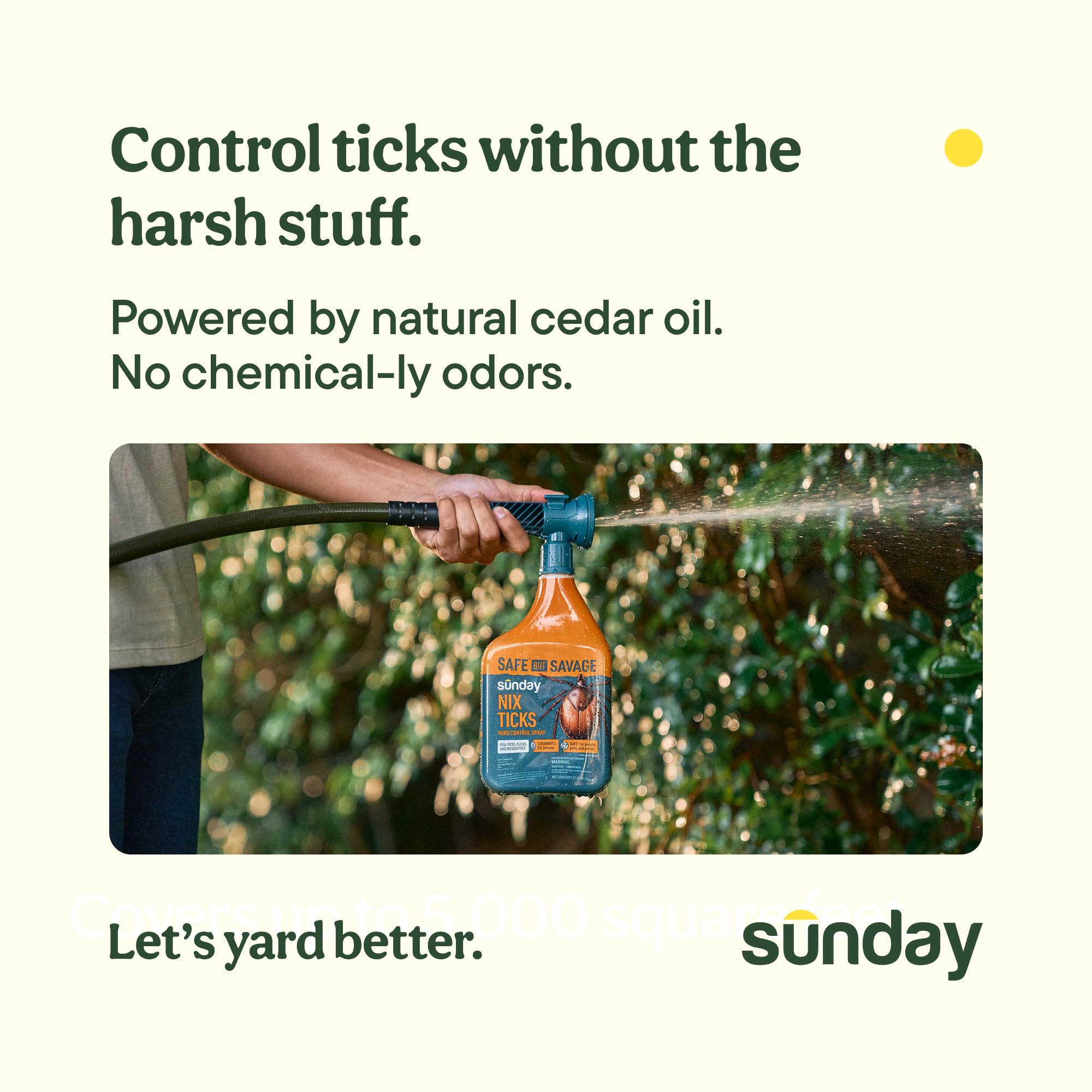 SUNDAY Nix Ticks Yard Spray integrated sprayer attached to hose