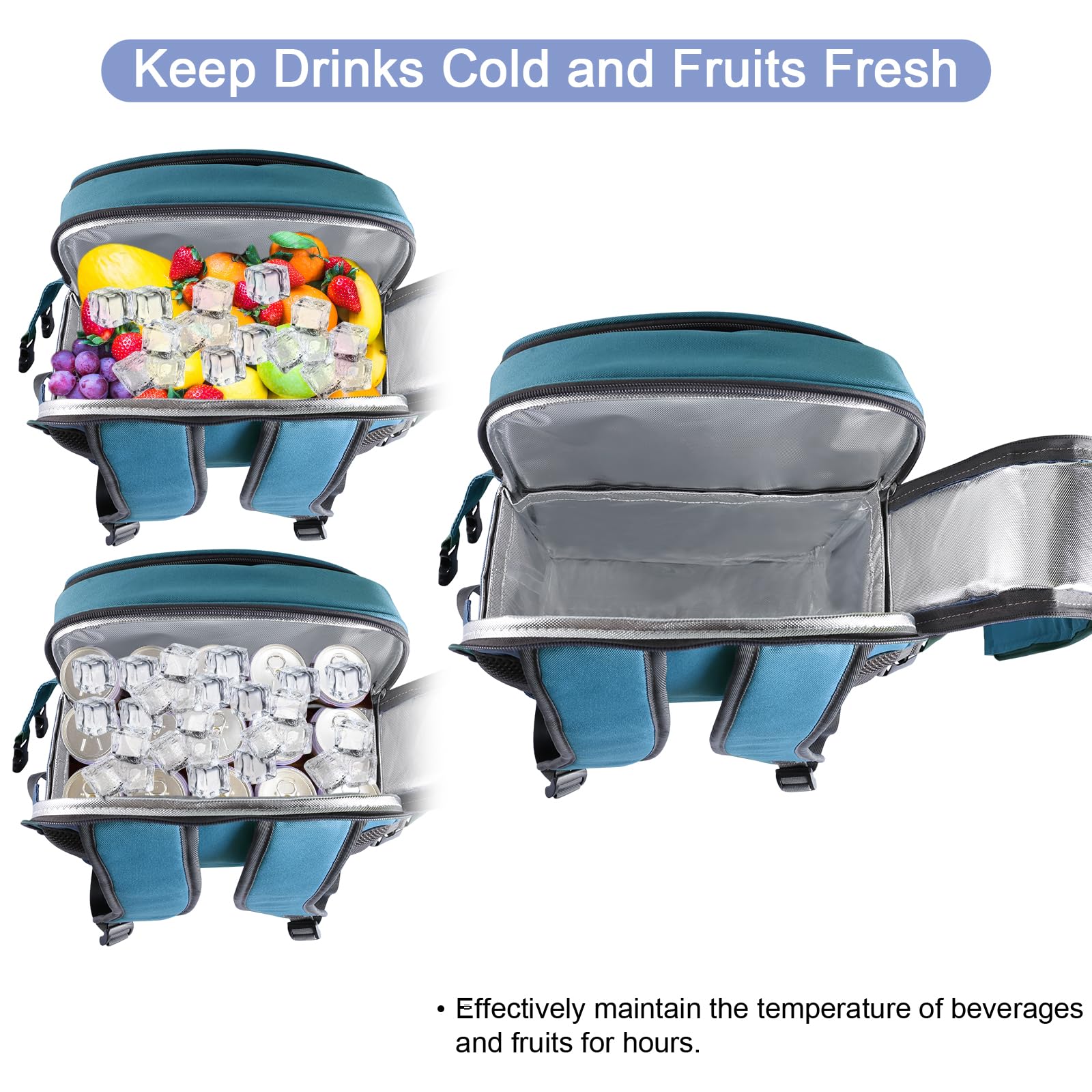 Sunflora Picnic Backpack cooler compartment with food items