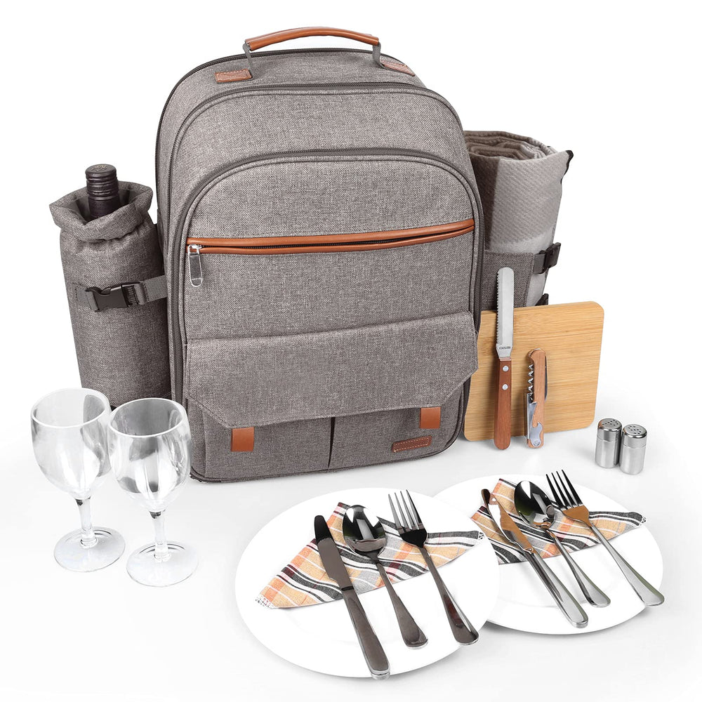 Sunflora Picnic Backpack for 2 persons in Brush Beige front view