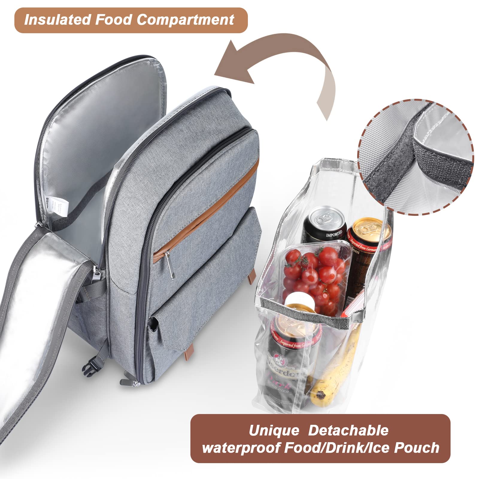 Sunflora Picnic Backpack in a park setting with picnic setup