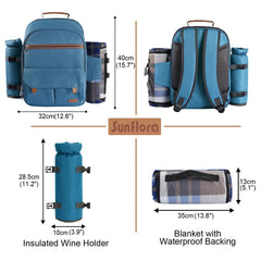 Sunflora Picnic Backpack opened with bamboo cutting board