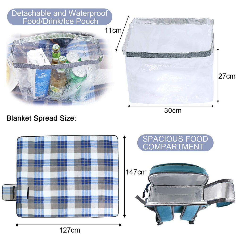 Sunflora Picnic Backpack with detachable waterproof pouch