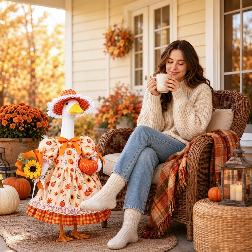 Sunflower and pumpkin themed accessories of the Goose Outfit