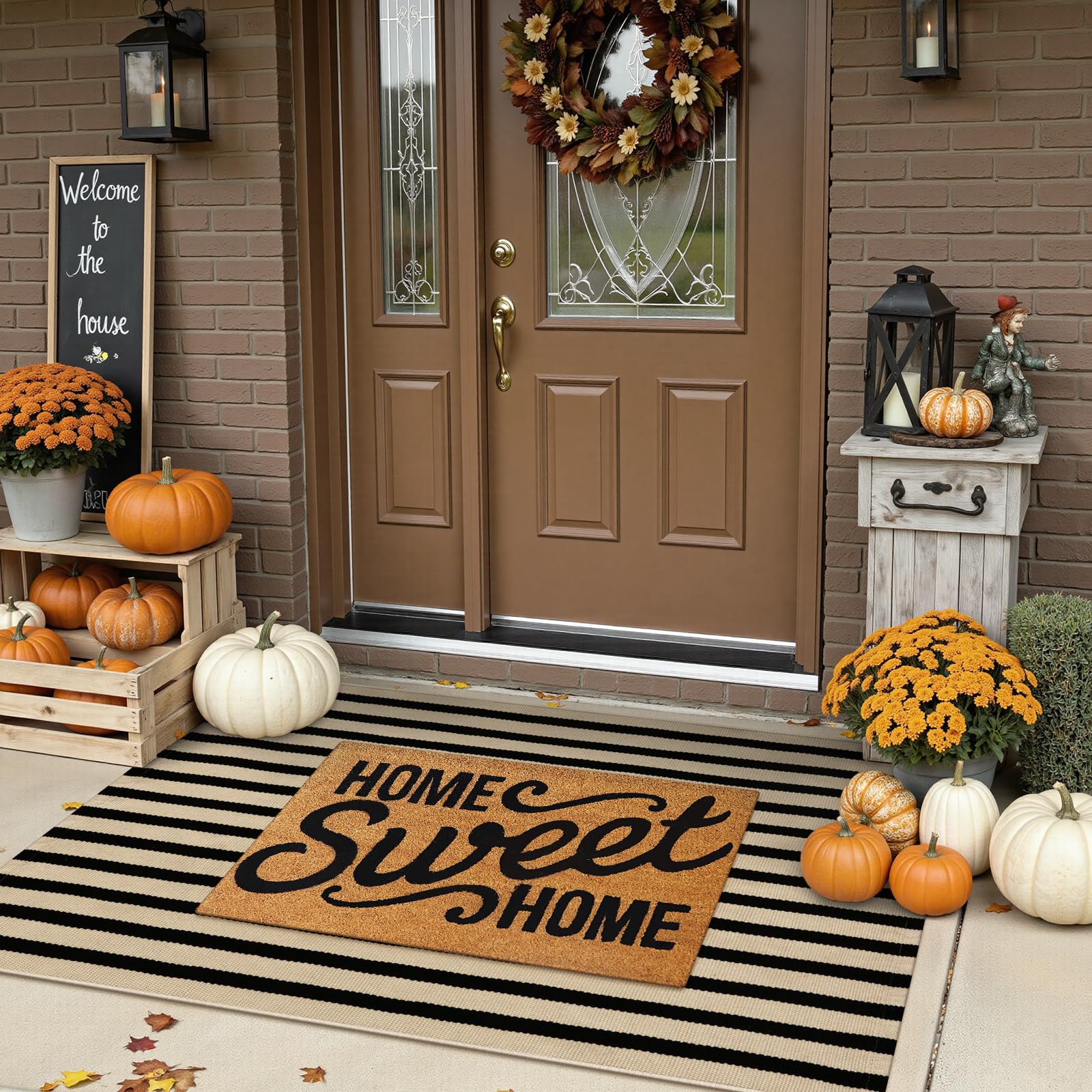 Sungea Fall rug placed at a front door entrance