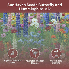 SunHaven Seeds wildflower mix blooming in a garden