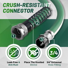 Sunifier 50 ft garden hose connected to a water source