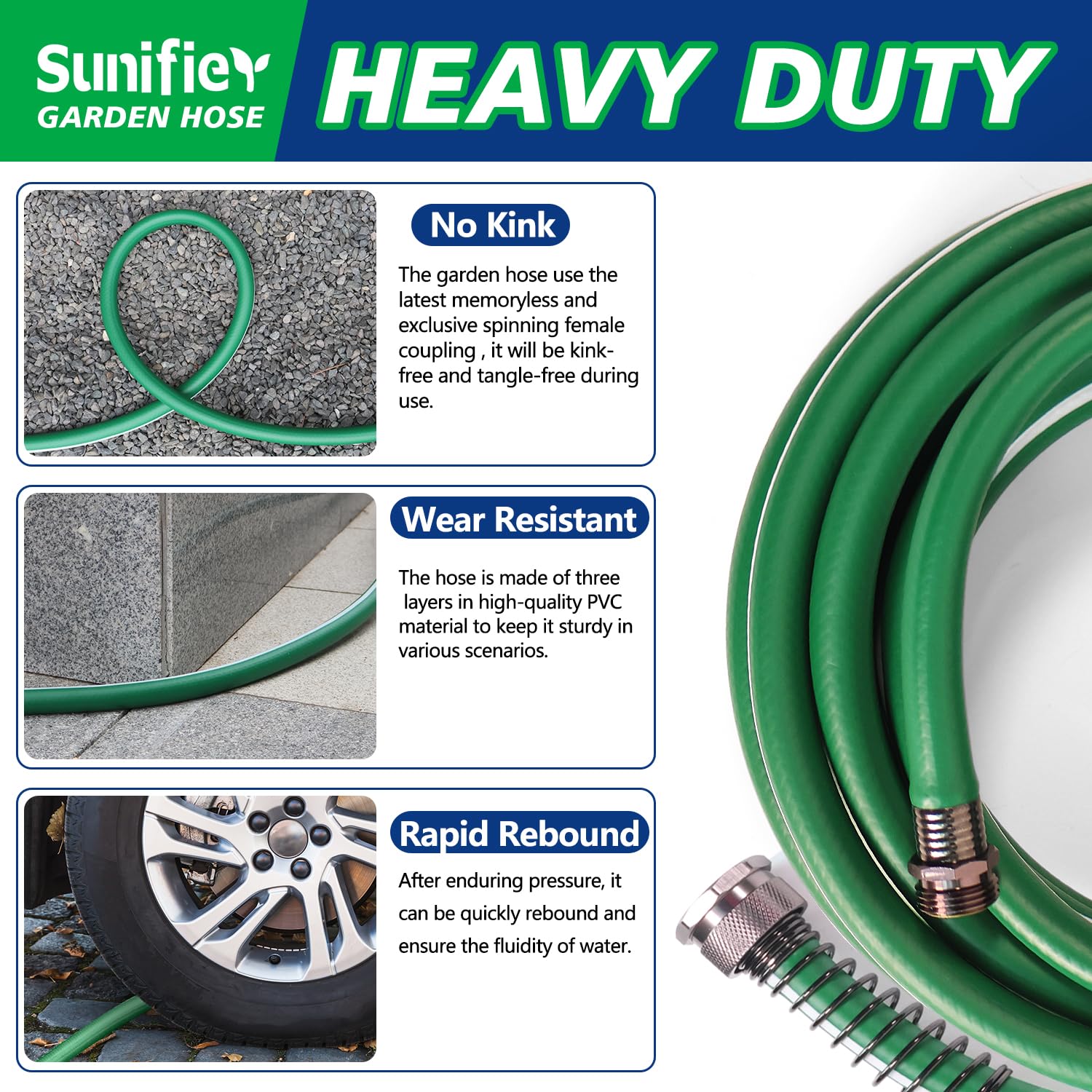 Sunifier garden hose alongside a car during washing