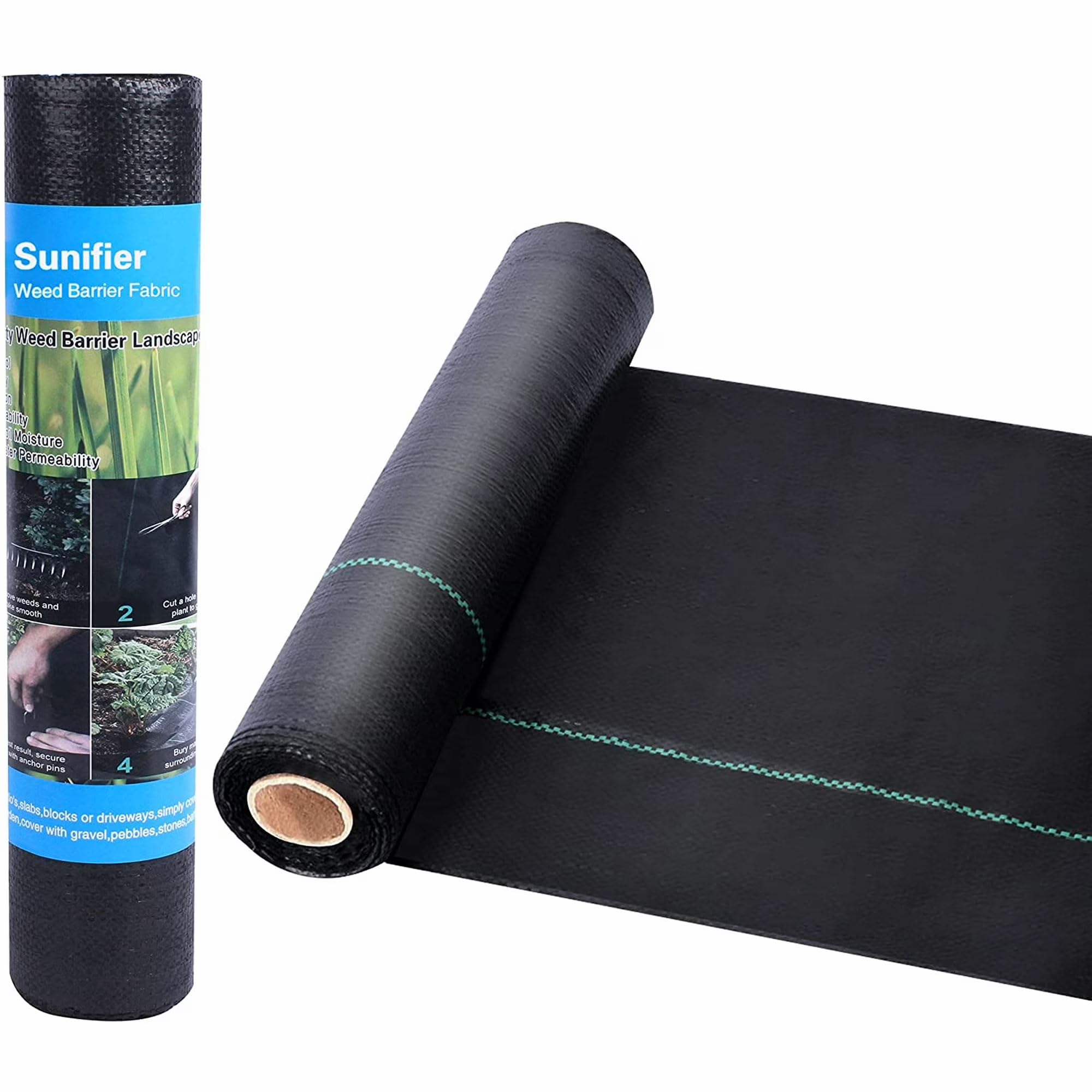 Sunifier Heavy Duty Weed Barrier Fabric 1.3ft x 50ft in black