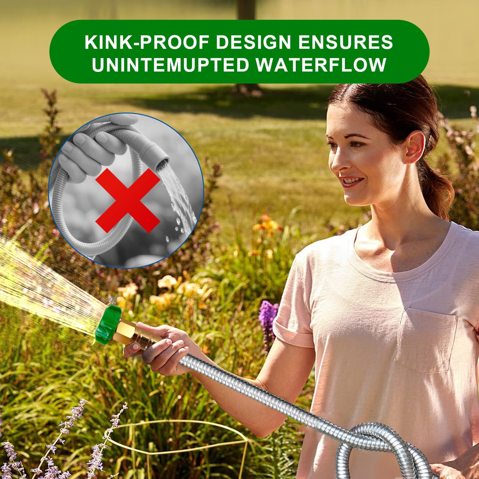 Sunifier Metal Garden Hose 6 ft with fittings included