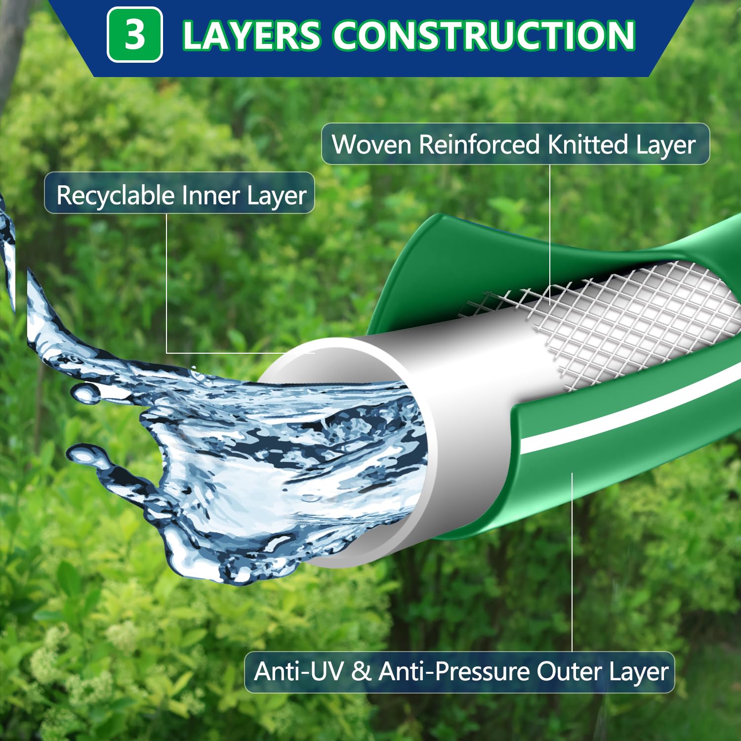Sunifier Short Garden Hose 6ft coiled on a patio