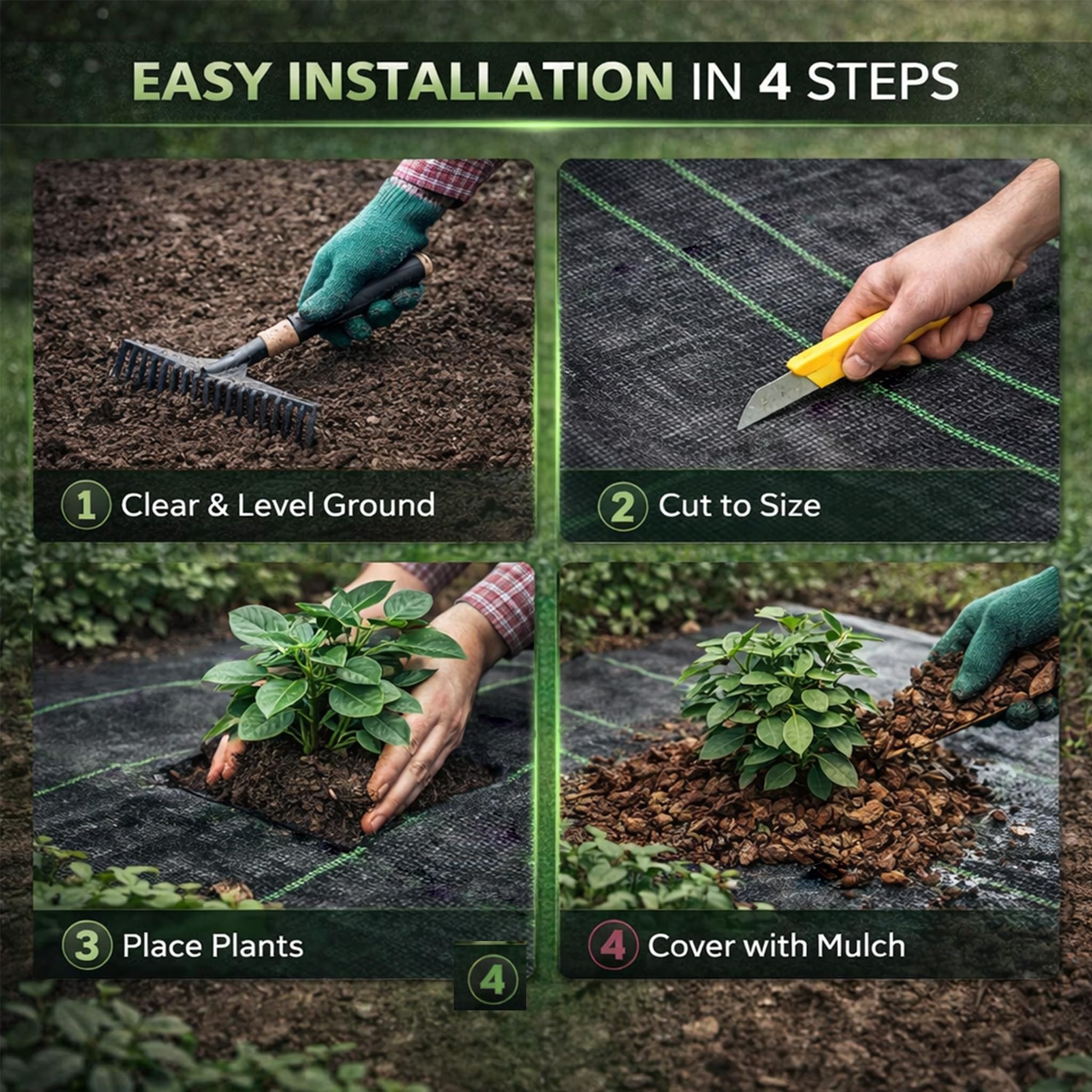 Sunifier weed barrier fabric in garden installation
