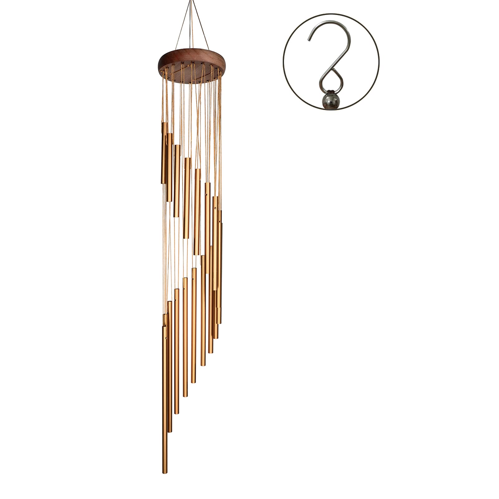 SuninYo 36-inch golden wind chimes front view