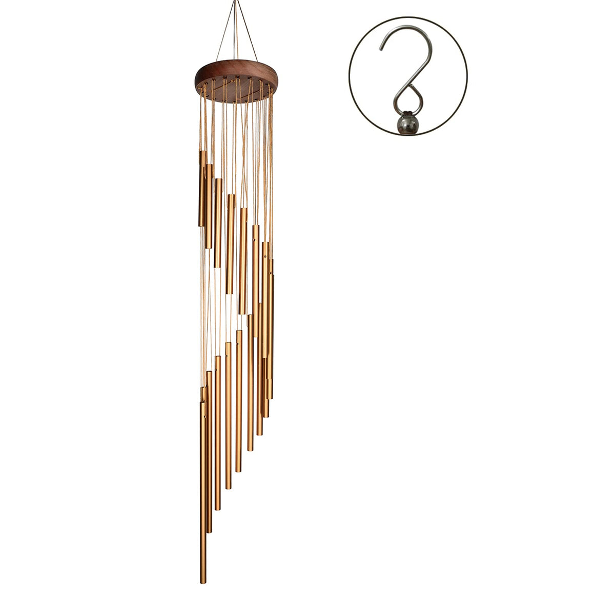 SuninYo 36-inch golden wind chimes front view
