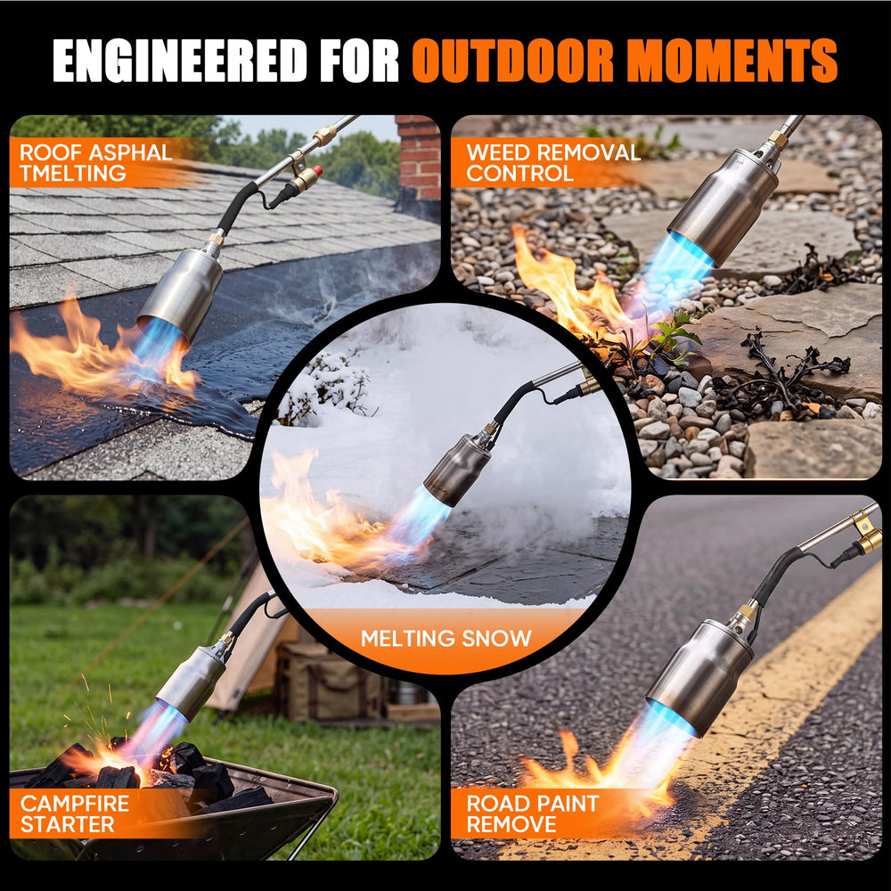 SuniqFyre propane torch for grilling and weeding in action