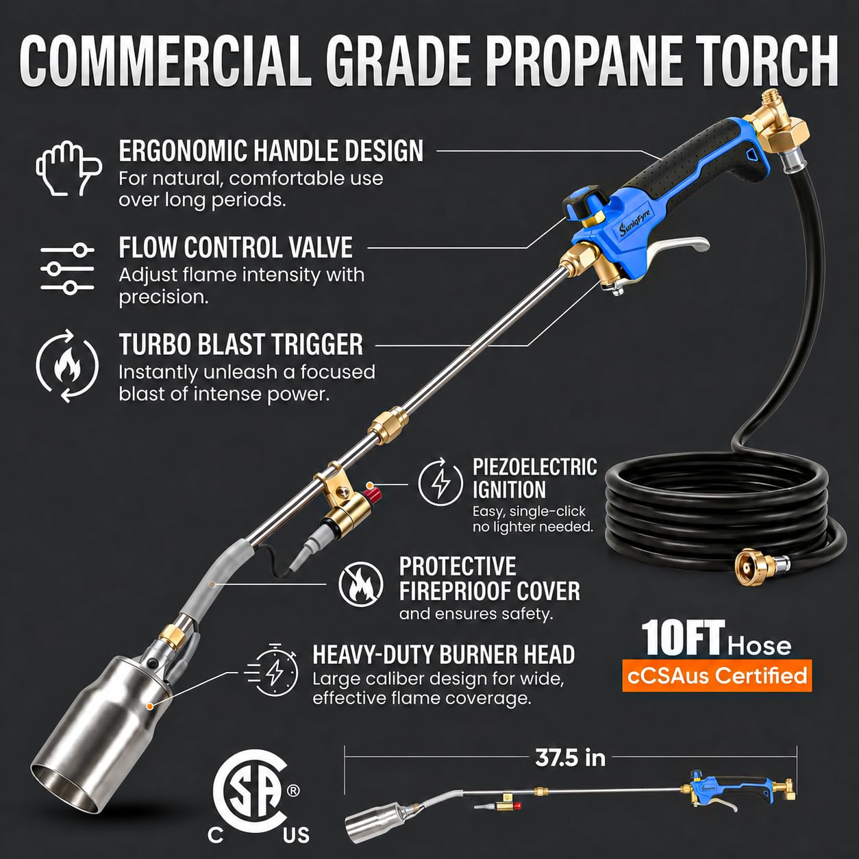 SuniqFyre propane torch weed burner manual and accessories