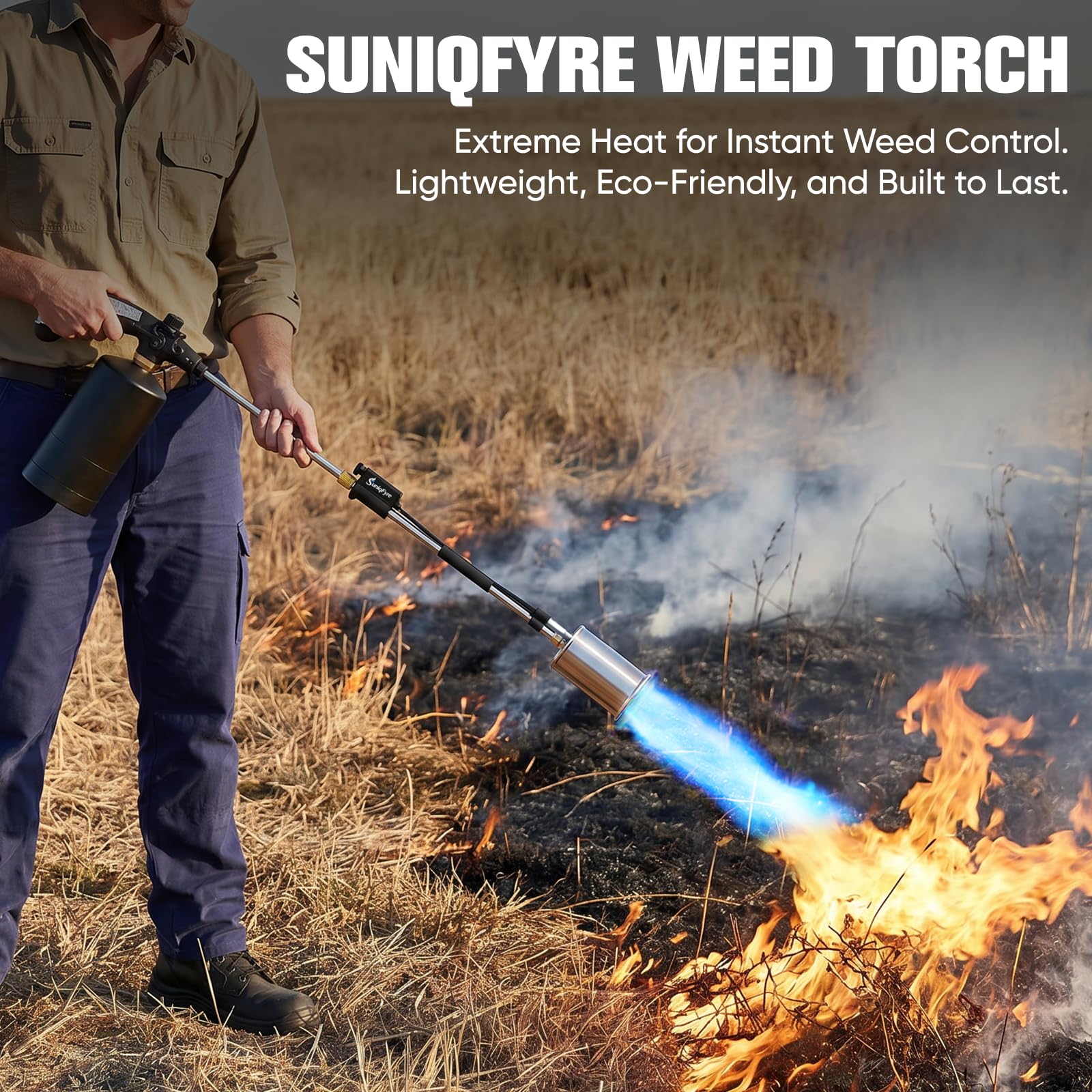 SuniqFyre Propane Torch Weed Burner side view showing nozzle