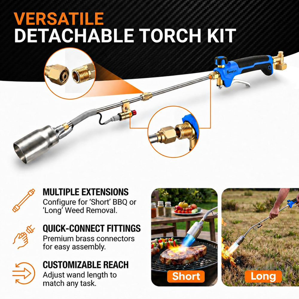 SuniqFyre propane torch with 10-foot high-pressure hose