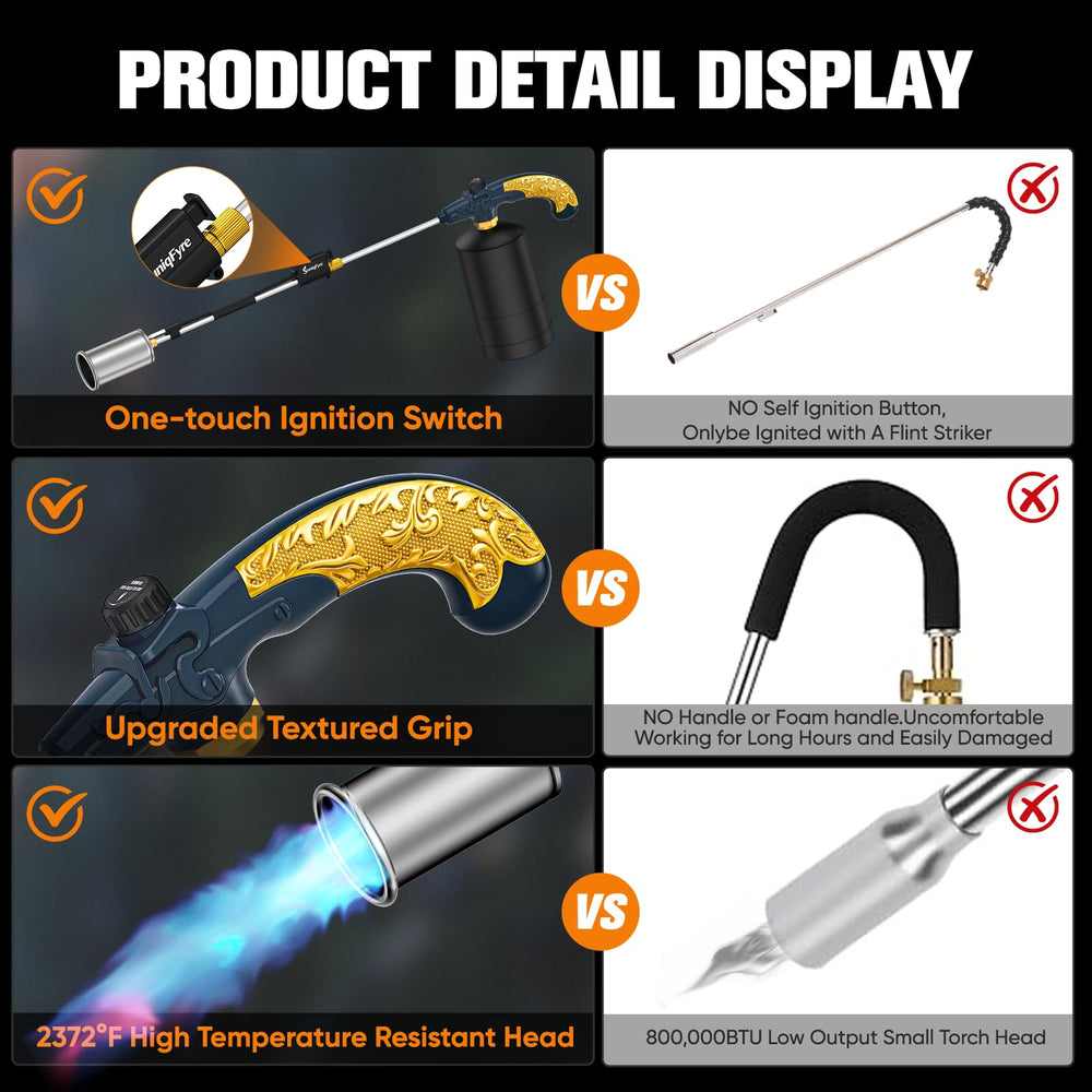 SuniqFyre Propane Torch with 30 inch reach displayed