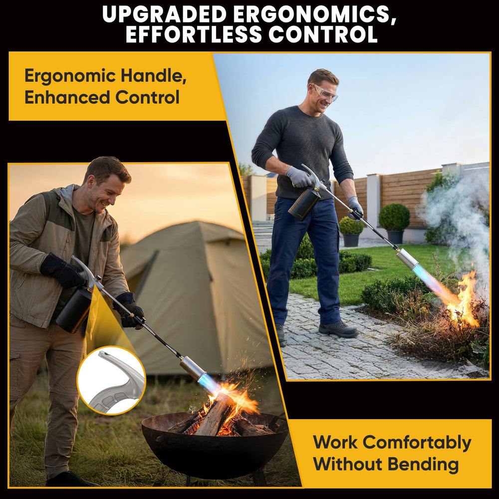 SuniqFyre Weed Torch Propane Burner in use on weeds