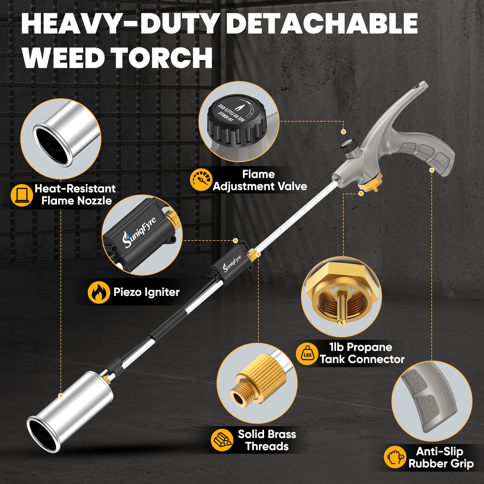 SuniqFyre Weed Torch Propane Burner package contents