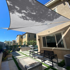 SUNLAX 13' Triangle Sun Shade Sail Silver Grey front view