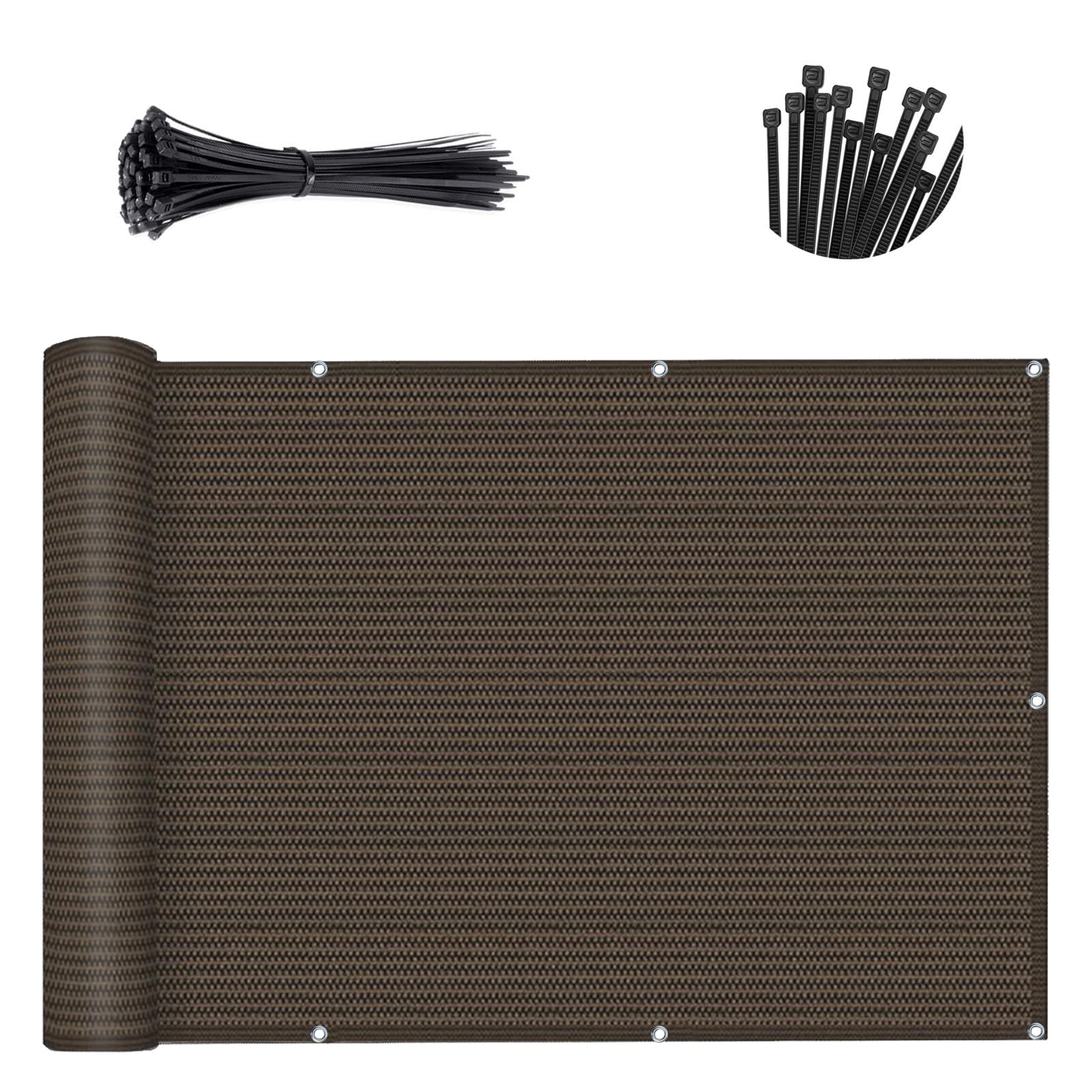SUNLAX 2.5'x8' Brown Balcony Privacy Screen front view