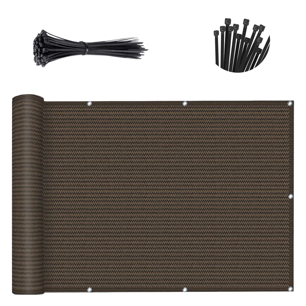 SUNLAX 2.5'x8' Brown Balcony Privacy Screen front view