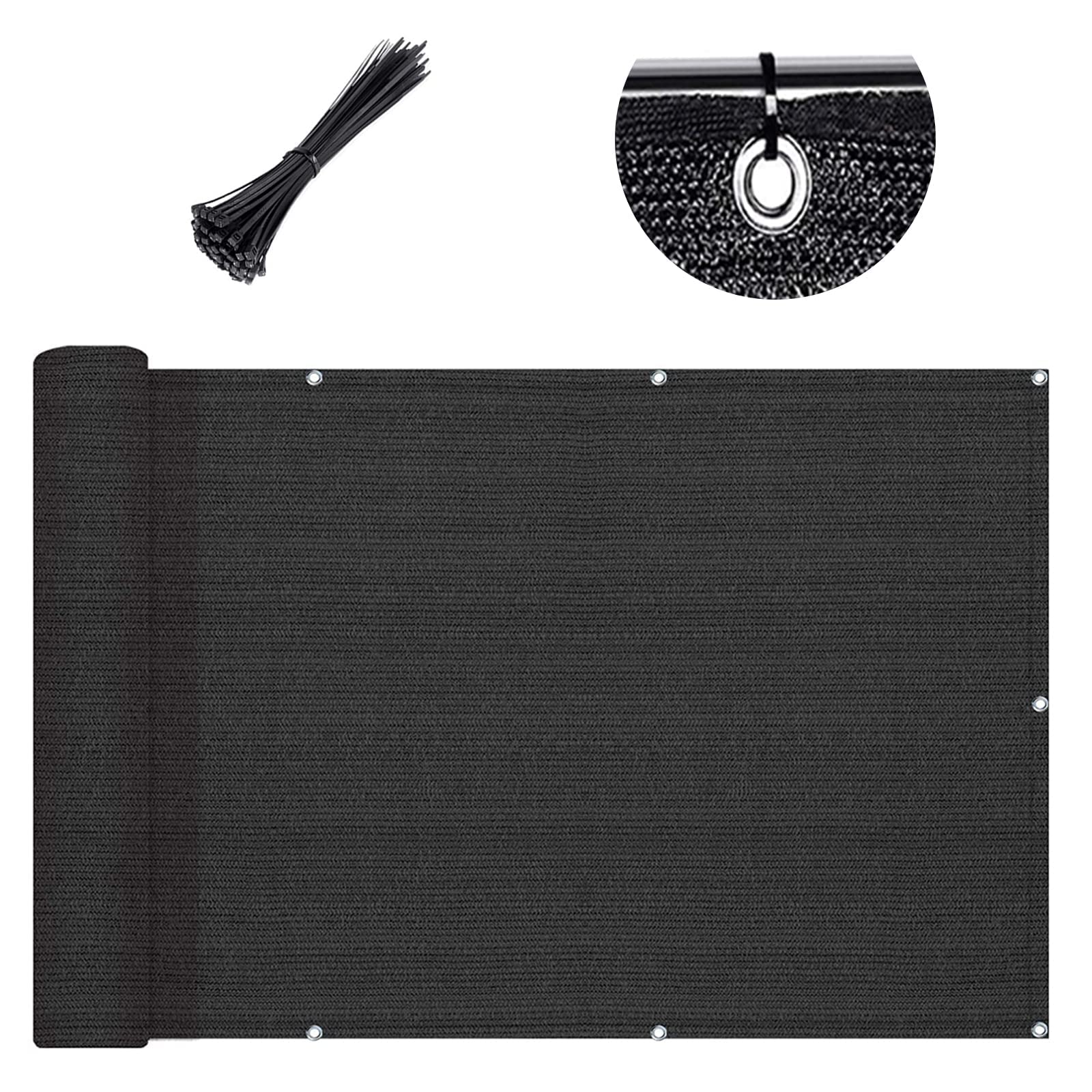 SUNLAX 3.3'x19.7' Black Balcony Privacy Screen front view