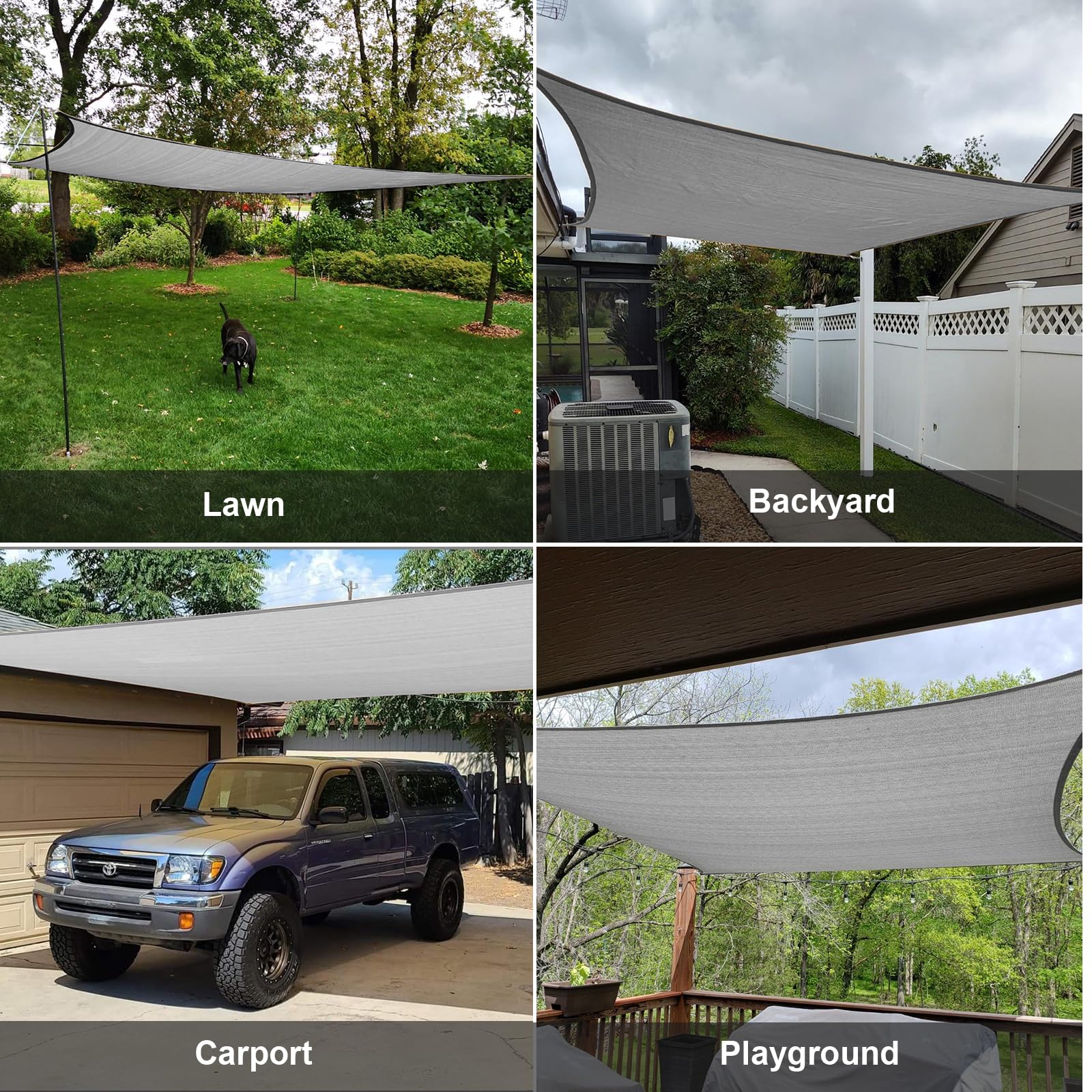 SUNLAX shade sail in a backyard setting with furniture