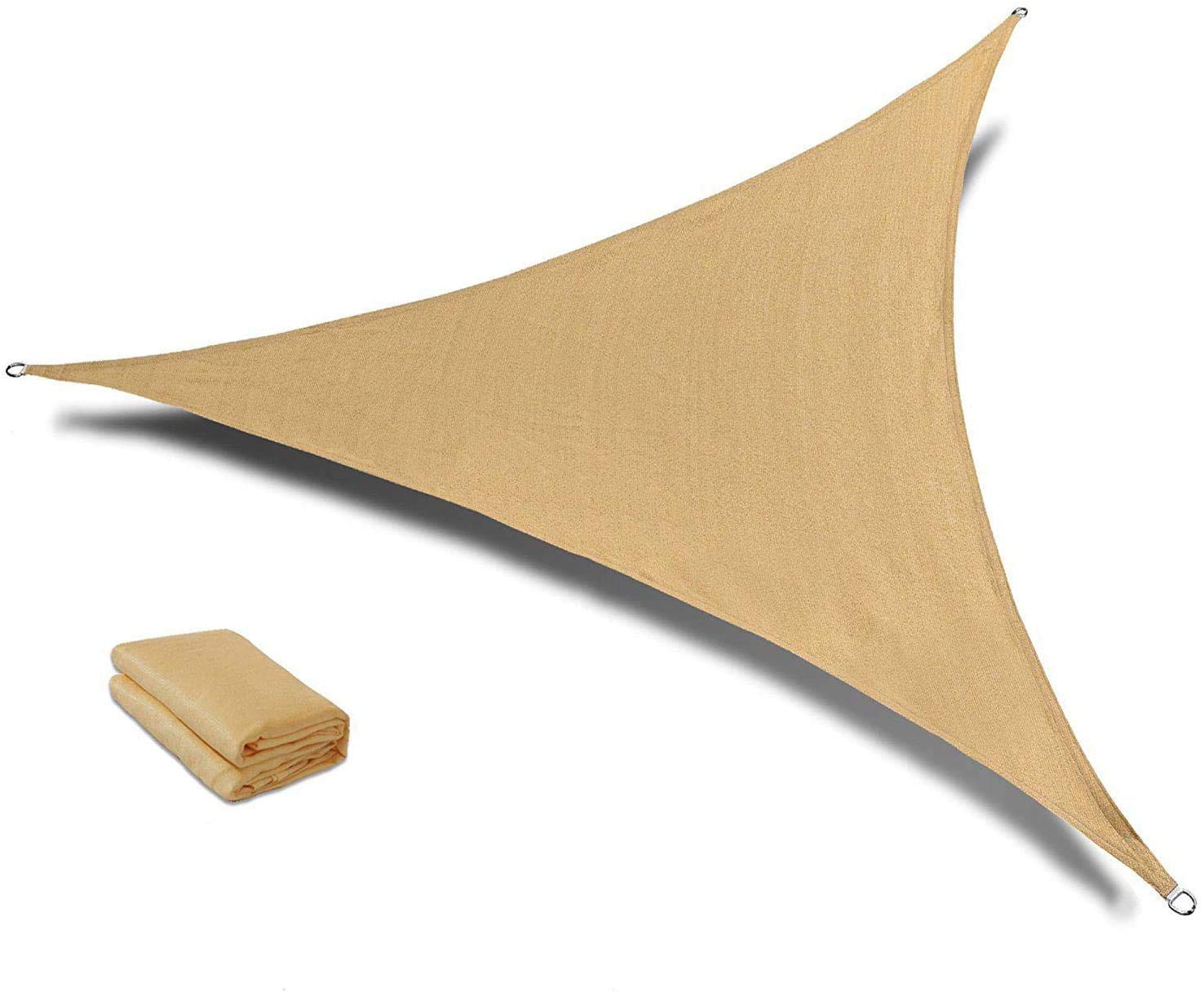 SUNLAX Sun Shade Sail 10' x 10' sand triangle front view